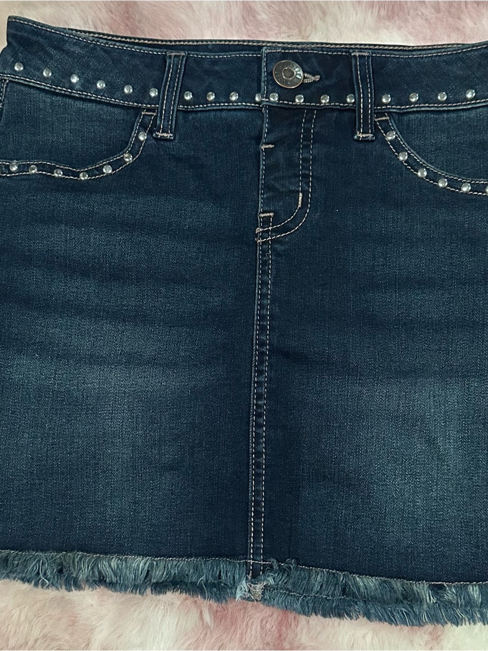 Justice Dark Blue Denim Skort with Silver Stud Trim